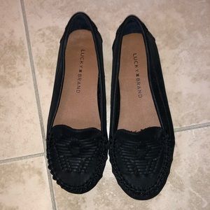 Lucky Brand Black moccasin loafers. Worn once!!